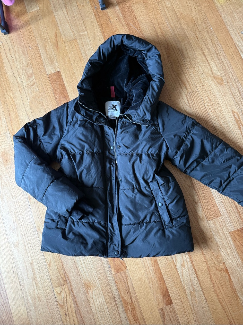 ZeroXposur Black Hooded Puffer Coat